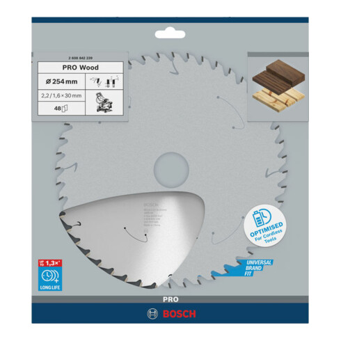 Bosch Kreissägeblatt Standard for Wood, 254 x 30, 48 Zähne