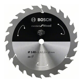 Bosch Kreissägeblatt Standard for Wood für Akkusägen 140x1.5/1x10, 24 Zähne