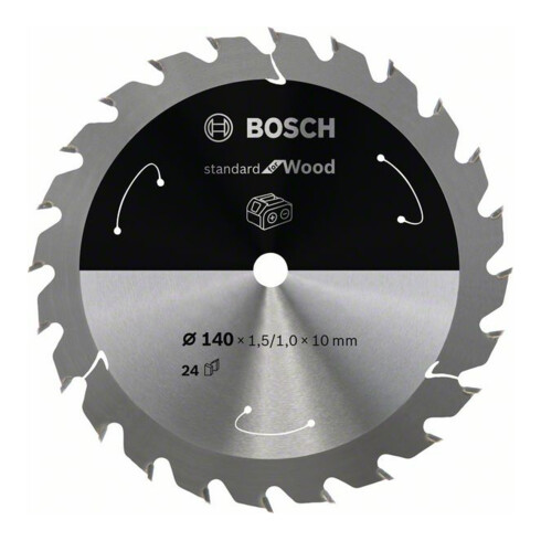 Bosch Kreissägeblatt Standard for Wood für Akkusägen 140x1.5/1x10, 24 Zähne