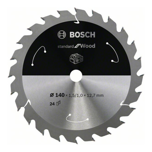 Bosch Kreissägeblatt Standard for Wood für Akkusägen 140x1.5/1x12.7, 24 Zähne