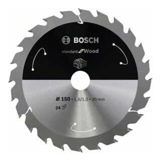 Bosch Kreissägeblatt Standard for Wood für Akkusägen 150x1.6/1x20, 24 Zähne