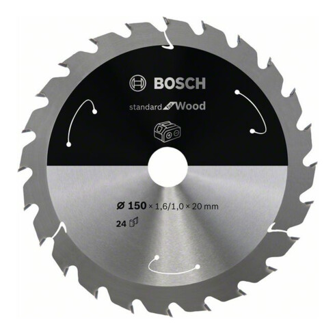 Bosch Kreissägeblatt Standard for Wood für Akkusägen 150x1.6/1x20, 24 Zähne