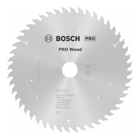 Bosch Kreissägeblatt Standard for Wood für Akkusägen 160x1.5/1x20, 48 Zähne