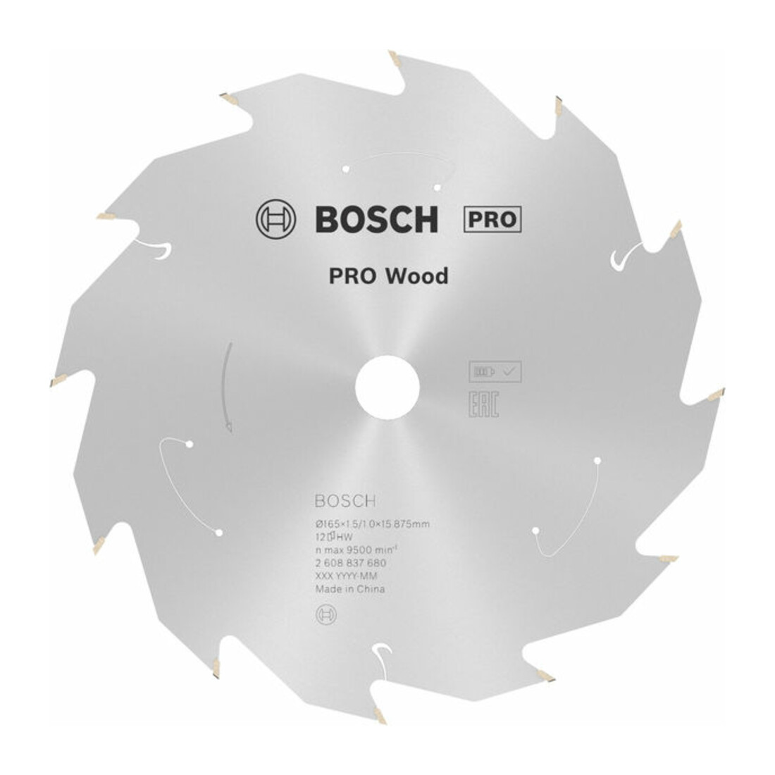 Bosch Kreissägeblatt Standard for Wood für Akkusägen 165x1.5/1x15.875, 12 Zähne