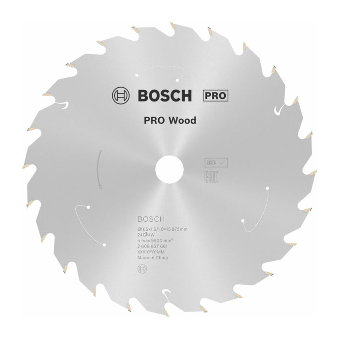 Bosch Kreissägeblatt Standard for Wood für Akkusägen 165x1.5/1x15.875, 24 Zähne