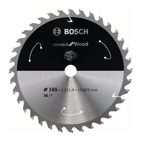Bosch Kreissägeblatt Standard for Wood für Akkusägen 165x1.5/1x15.875, 36 Zähne