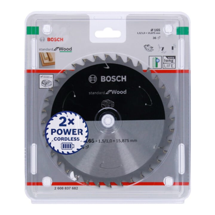 Bosch Kreissägeblatt Standard for Wood für Akkusägen 165x1.5/1x15.875, 36 Zähne