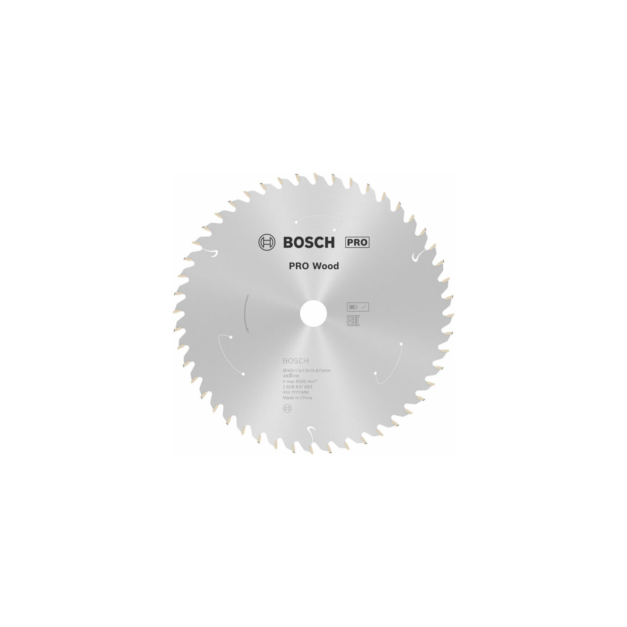 BOSCH Kreissägeblatt Standard for Wood für Akkusägen 165x1.5/1x15.875, 48 Zähne