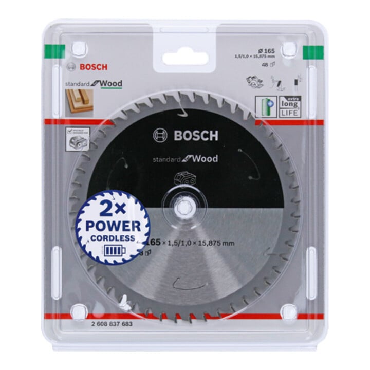 Bosch Kreissägeblatt Standard for Wood für Akkusägen 165x1.5/1x15.875, 48 Zähne