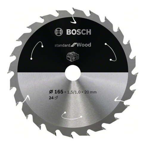 Bosch Kreissägeblatt Standard for Wood für Akkusägen 165x1.5/1x20, 24 Zähne