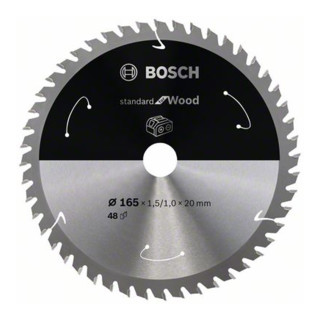 Bosch Kreissägeblatt Standard for Wood für Akkusägen 165x1.5/1x20, 48 Zähne