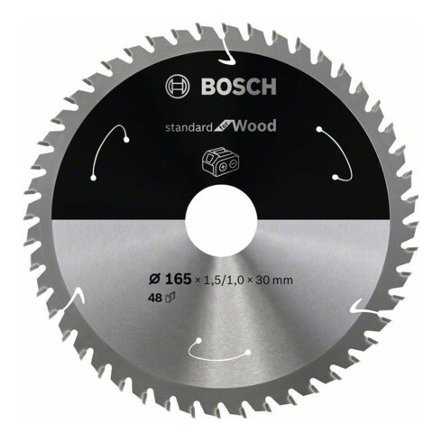 Bosch Kreissägeblatt Standard for Wood für Akkusägen 165x1.5/1x30, 48 Zähne
