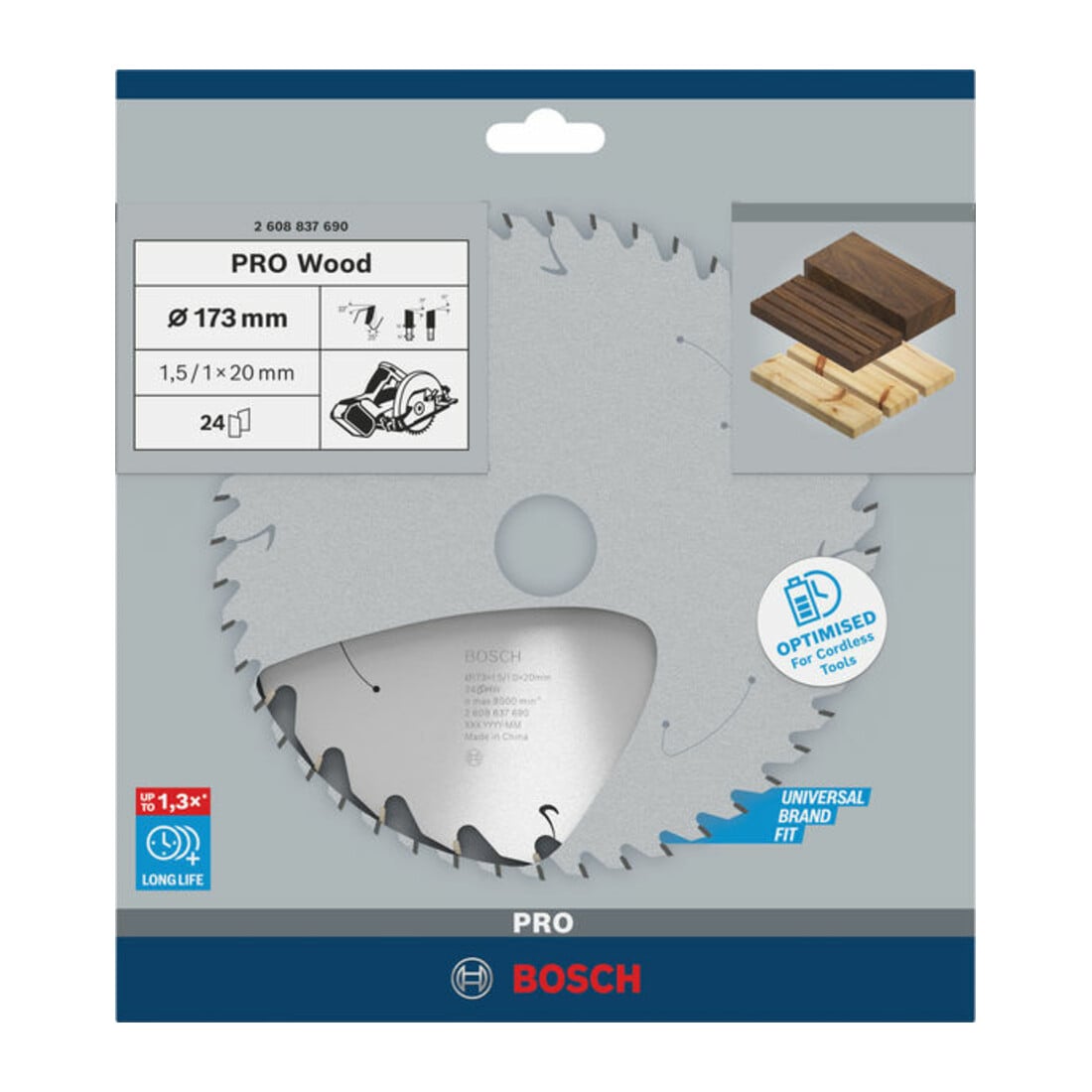 Bosch Kreissägeblatt Standard for Wood für Akkusägen 173x1.5/1x20, 24 Zähne