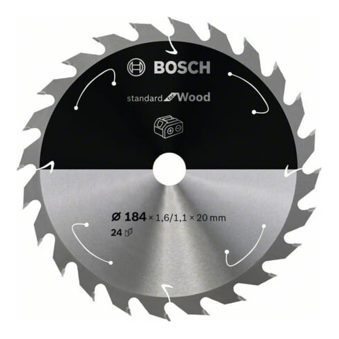 Bosch Kreissägeblatt Standard for Wood für Akkusägen 184x1.6/1.1x20, 24 Zähne