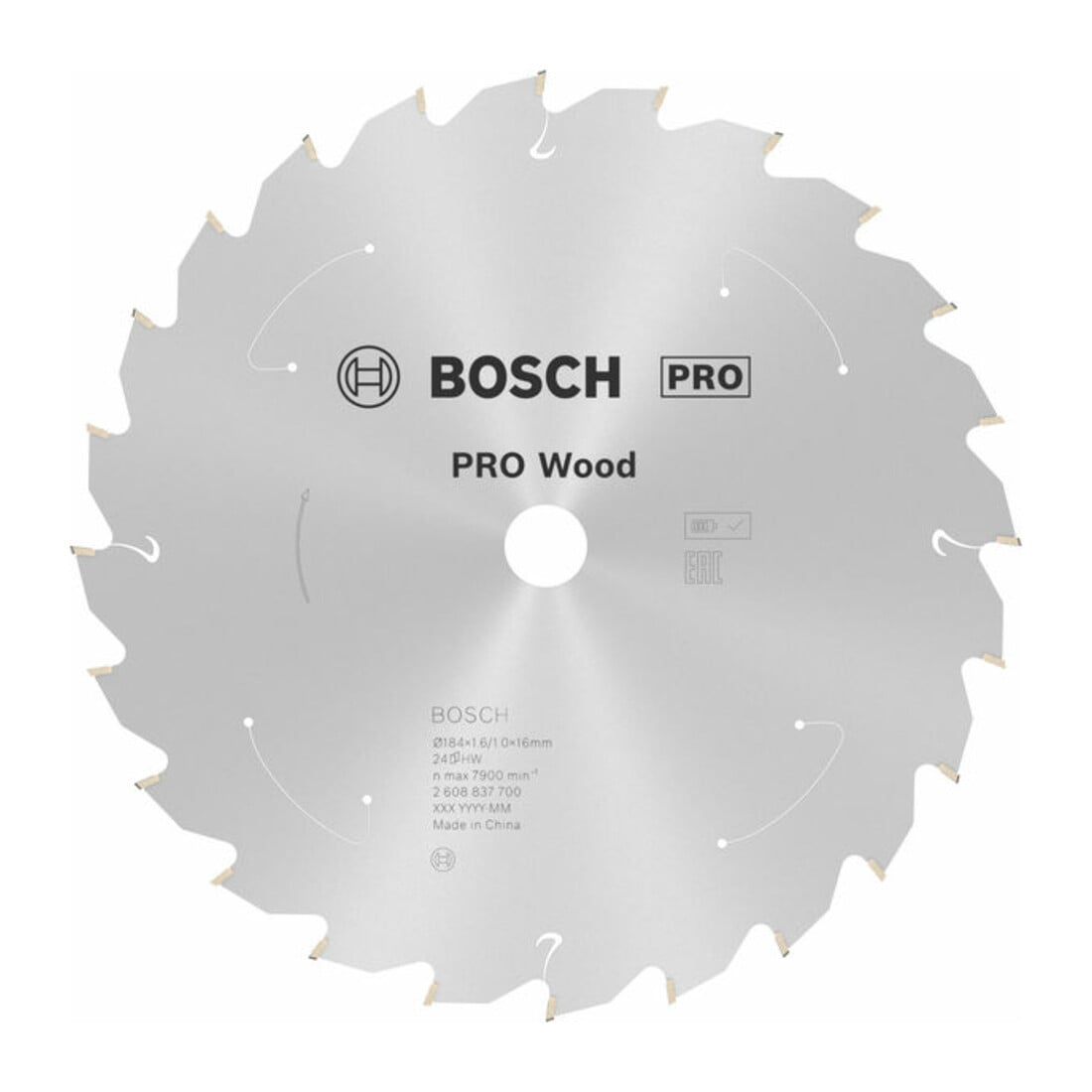 Bosch Kreissägeblatt Standard for Wood für Akkusägen 184x1.6/1x16, 24 Zähne