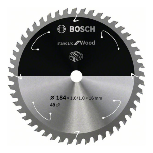Bosch Kreissägeblatt Standard for Wood für Akkusägen 184x1.6/1x16, 48 Zähne