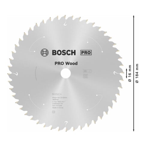 Bosch Kreissägeblatt Standard for Wood für Akkusägen 184x1.6/1x16, 48 Zähne