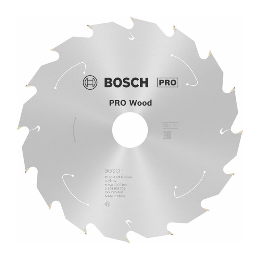Bosch Kreissägeblatt Standard for Wood für Akkusägen 190x1.6/1.1x30, 16 Zähne