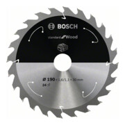 Bosch Kreissägeblatt Standard for Wood für Akkusägen 190x1.6/1.1x30, 24 Zähne