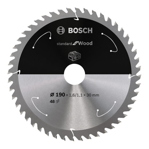 Bosch Kreissägeblatt Standard for Wood für Akkusägen 190x1.6/1.1x30, 48 Zähne
