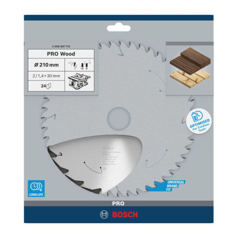 Bosch Kreissägeblatt Standard for Wood für Akkusägen 210x1.7/1.2x30, 24 Zähne