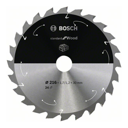 Bosch Kreissägeblatt Standard for Wood für Akkusägen  216 x 1,7/1,2 x 30 24 Zähne