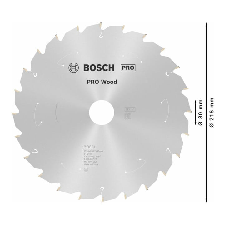 Bosch Kreissägeblatt Standard for Wood für Akkusägen  216 x 1,7/1,2 x 30 24 Zähne