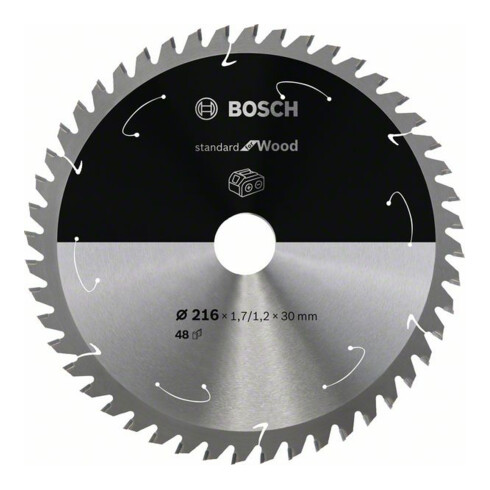 Bosch Kreissägeblatt Standard for Wood für Akkusägen  216 x 1,7/1,2 x 30 48 Zähne