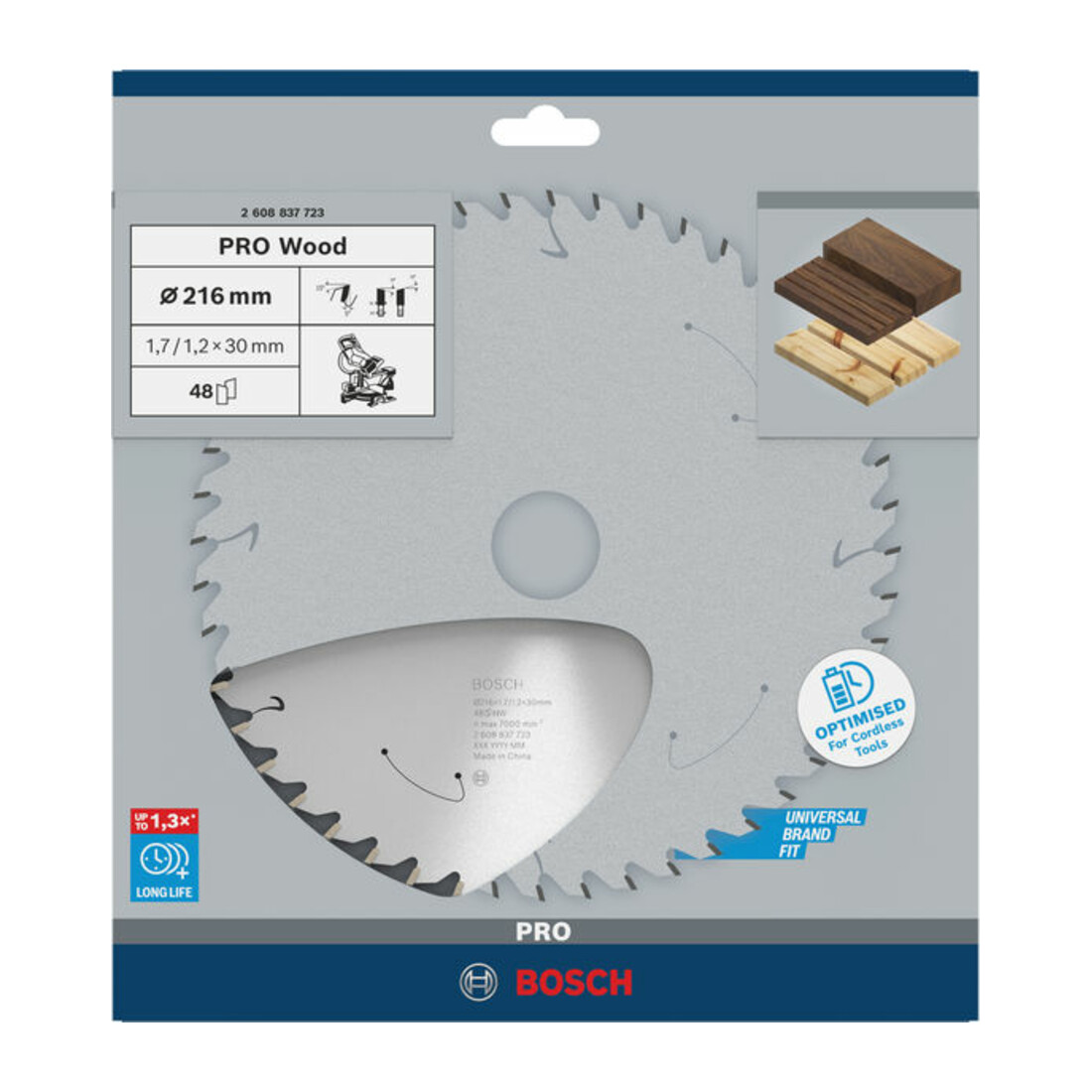 Bosch Kreissägeblatt Standard for Wood für Akkusägen 216 x 1,7/1,2 x 30 48 Zähne