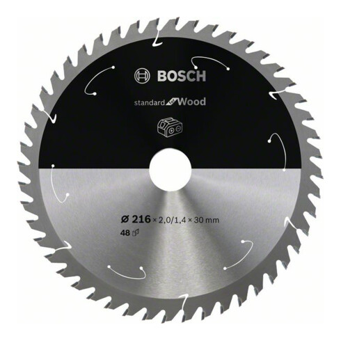 Bosch Kreissägeblatt Standard for Wood für Akkusägen 216x1.7/1.2x30, 48 Zähne