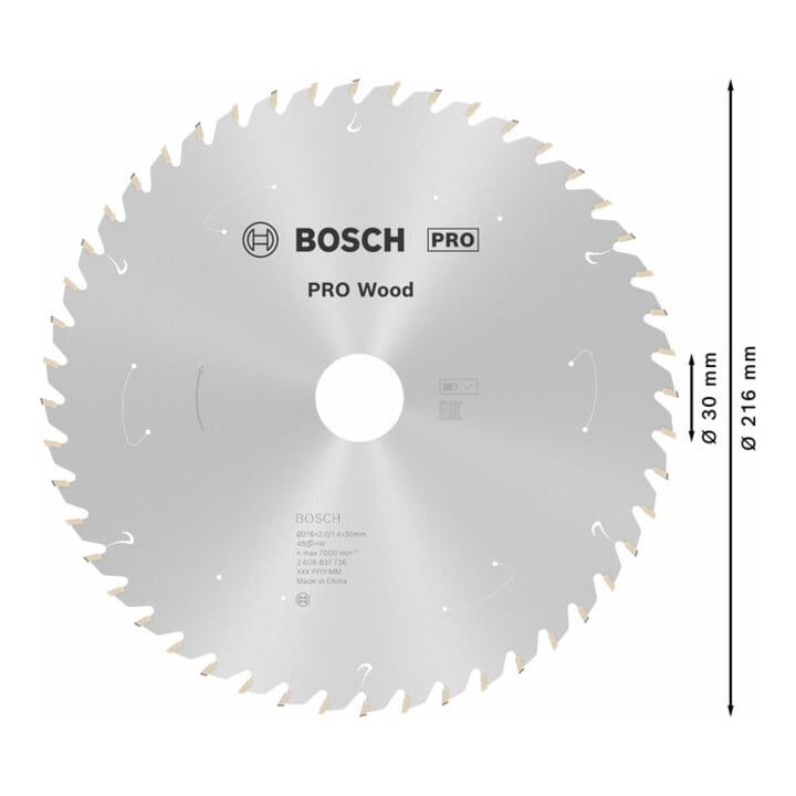 Bosch Kreissägeblatt Standard for Wood für Akkusägen 216x1.7/1.2x30, 48 Zähne