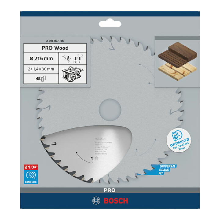 Bosch Kreissägeblatt Standard for Wood für Akkusägen 216x1.7/1.2x30, 48 Zähne