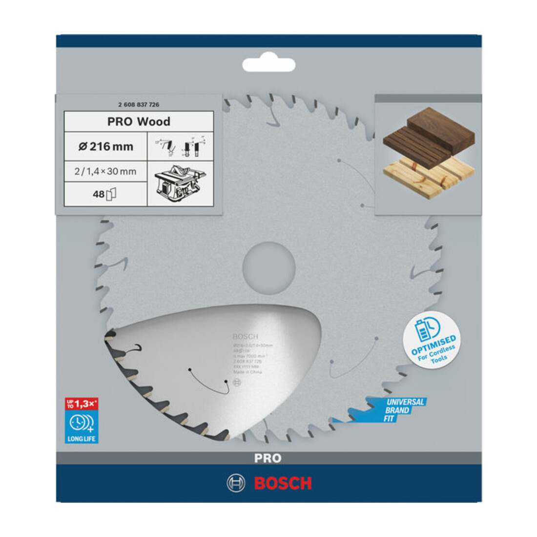 Bosch Kreissägeblatt Standard for Wood für Akkusägen 216x1.7/1.2x30, 48 Zähne
