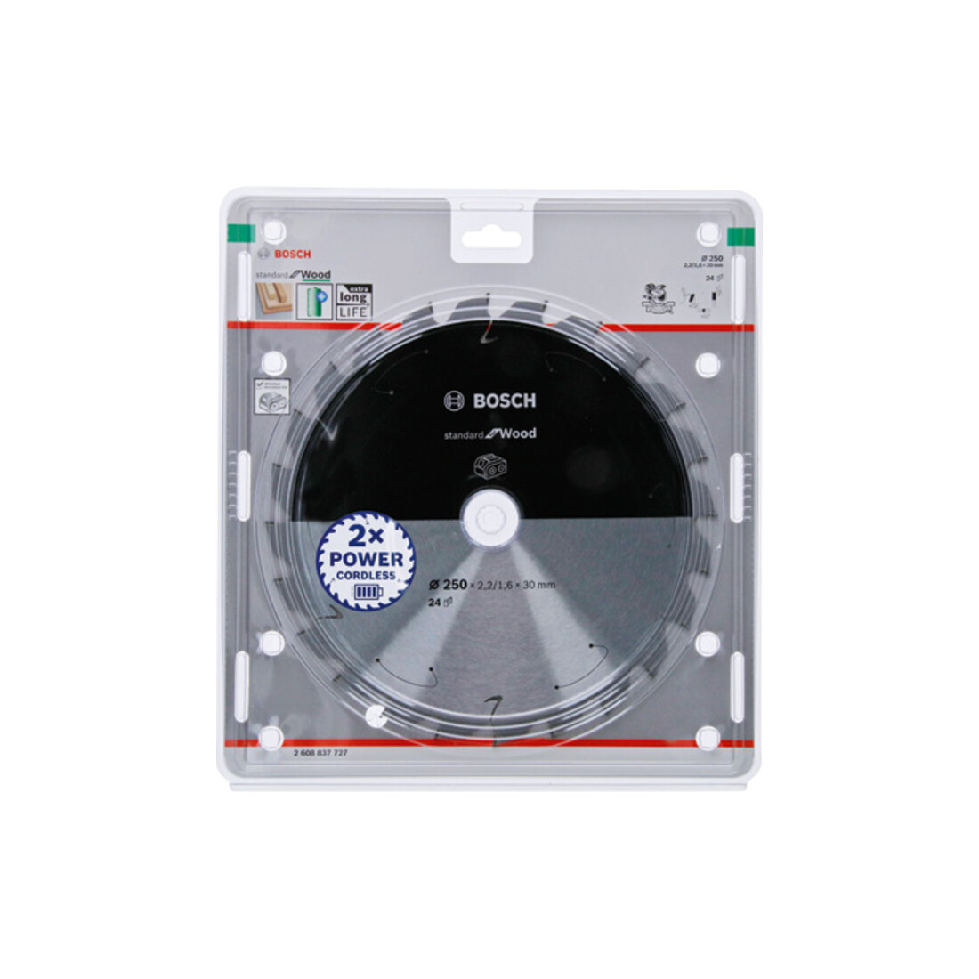 Bosch Kreissägeblatt Standard for Wood für Akkusägen 250x2.2/1.6x30, 24 Zähne