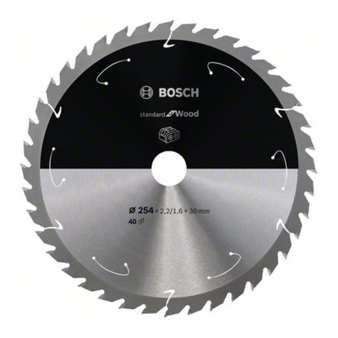 Bosch Kreissägeblatt Standard for Wood für Akkusägen 254x2.2/1.6x30, 40 Zähne
