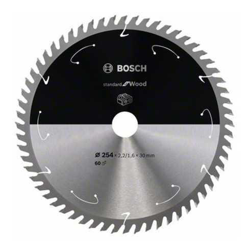 Bosch Kreissägeblatt Standard for Wood für Akkusägen 254x2.2/1.6x30, 60 Zähne
