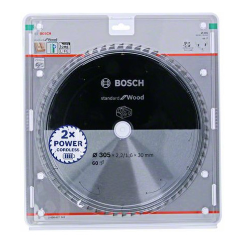 Bosch Kreissägeblatt Standard for Wood für Akkusägen 305x2.2/1.6x30, 60 Zähne