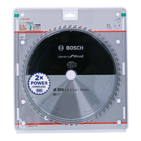 Bosch Kreissägeblatt Standard for Wood für Akkusägen 305x2.2/1.6x30, 60 Zähne