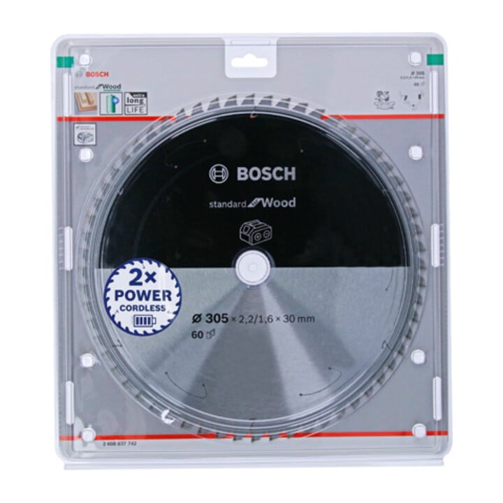 Bosch Kreissägeblatt Standard for Wood für Akkusägen 305x2.2/1.6x30, 60 Zähne