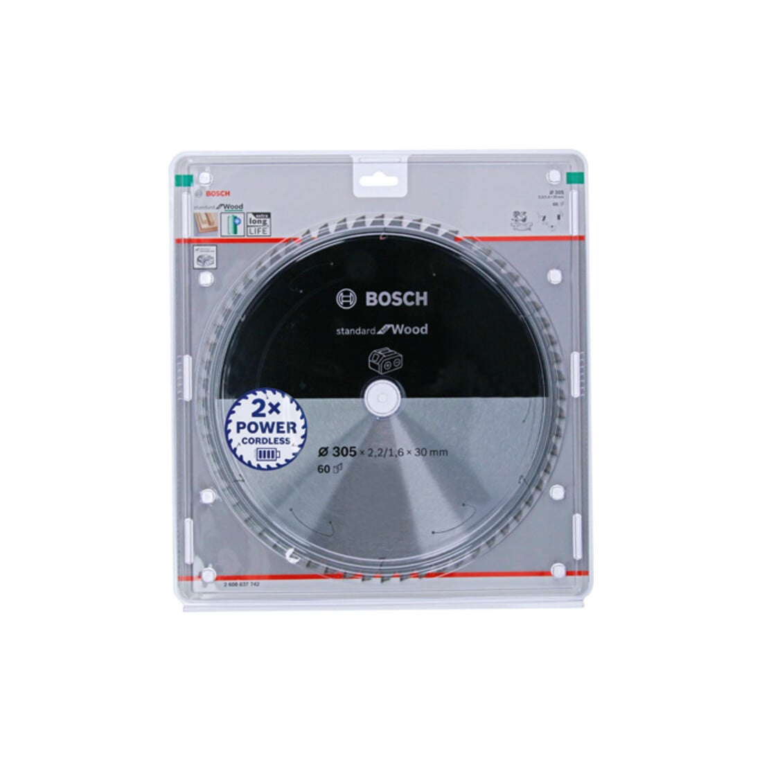 Bosch Kreissägeblatt Standard for Wood für Akkusägen 305x2.2/1.6x30, 60 Zähne