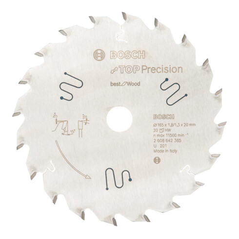 Bosch Kreissägeblatt Best Holz Für Tauch- und Handkreissägen 20 mm 1.8 mm 165 mm