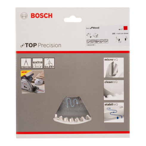 Bosch Kreissägeblatt Top Precision Best for Wood 165 x 20 x 1,8 mm 48