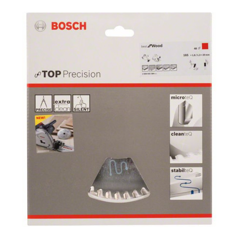 Bosch Kreissägeblatt Top Precision Best for Wood 165 x 20 x 1,8 mm 48