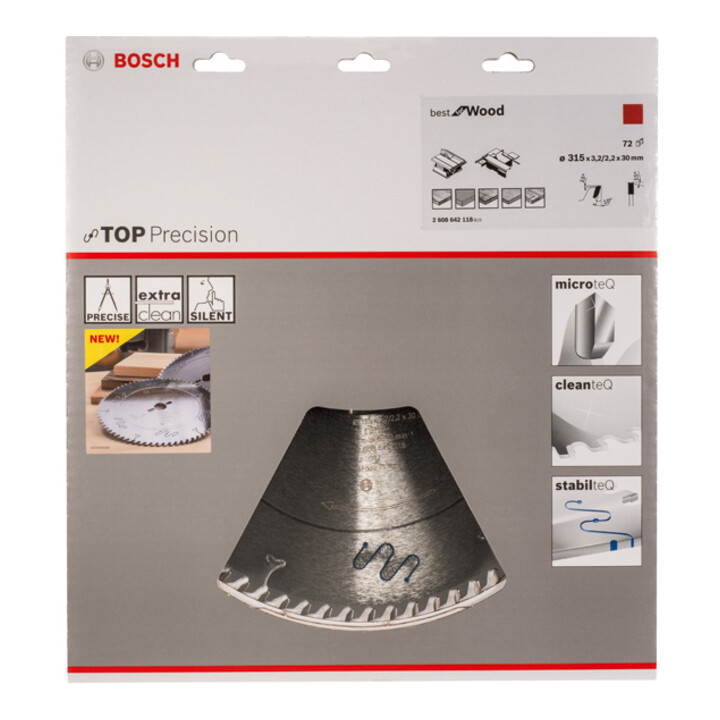 Bosch Kreissägeblatt Top Precision Best for Wood 315 x 30 x 3,2 mm 72