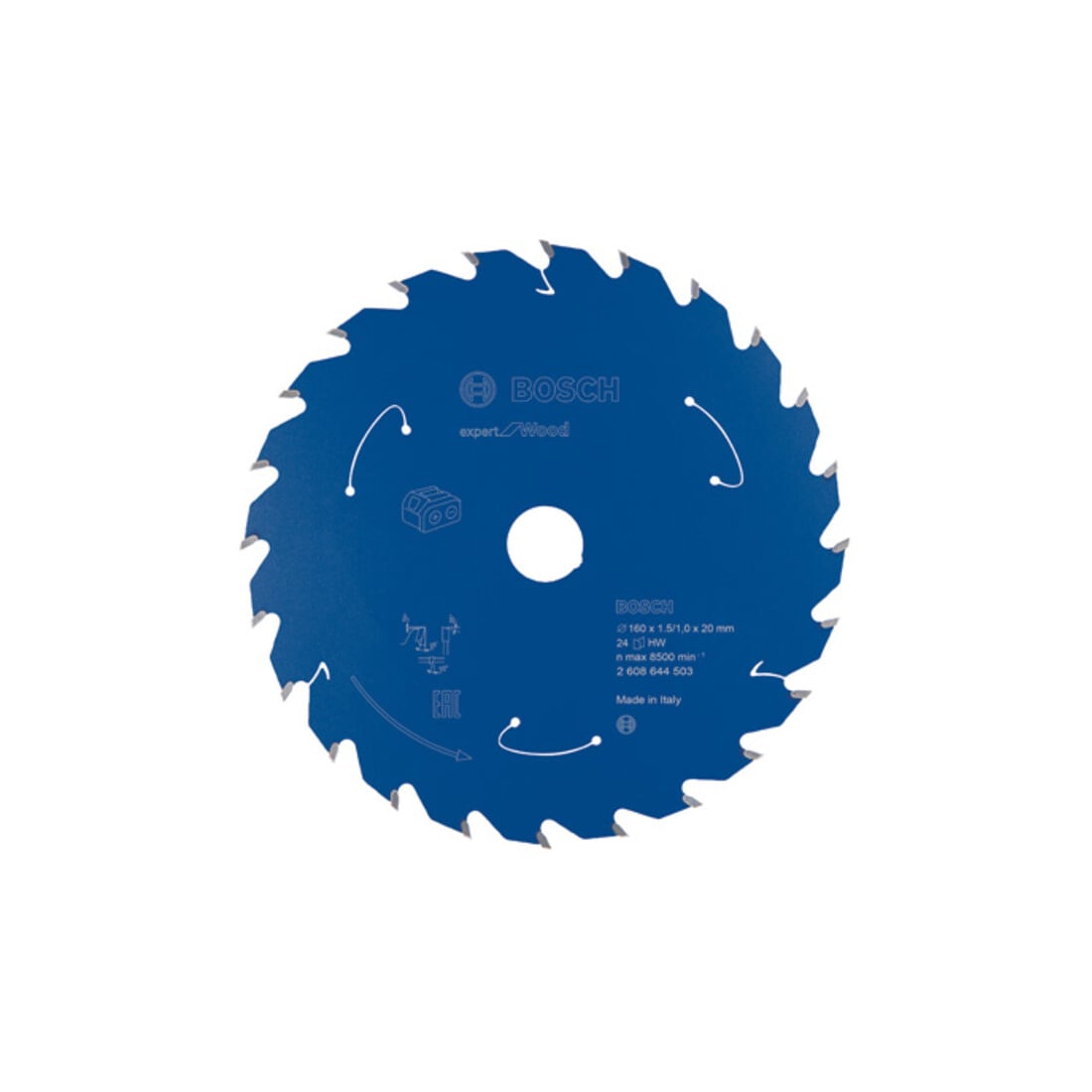 Bosch Lama circolare Expert for Wood, per seghe a batteria, 160x1,5/1x20 24 denti