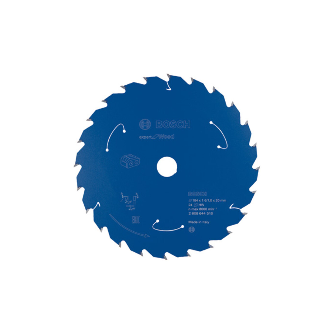 Bosch Lama circolare Expert for Wood, per seghe a batteria, 184x1,6/1x20 24 denti