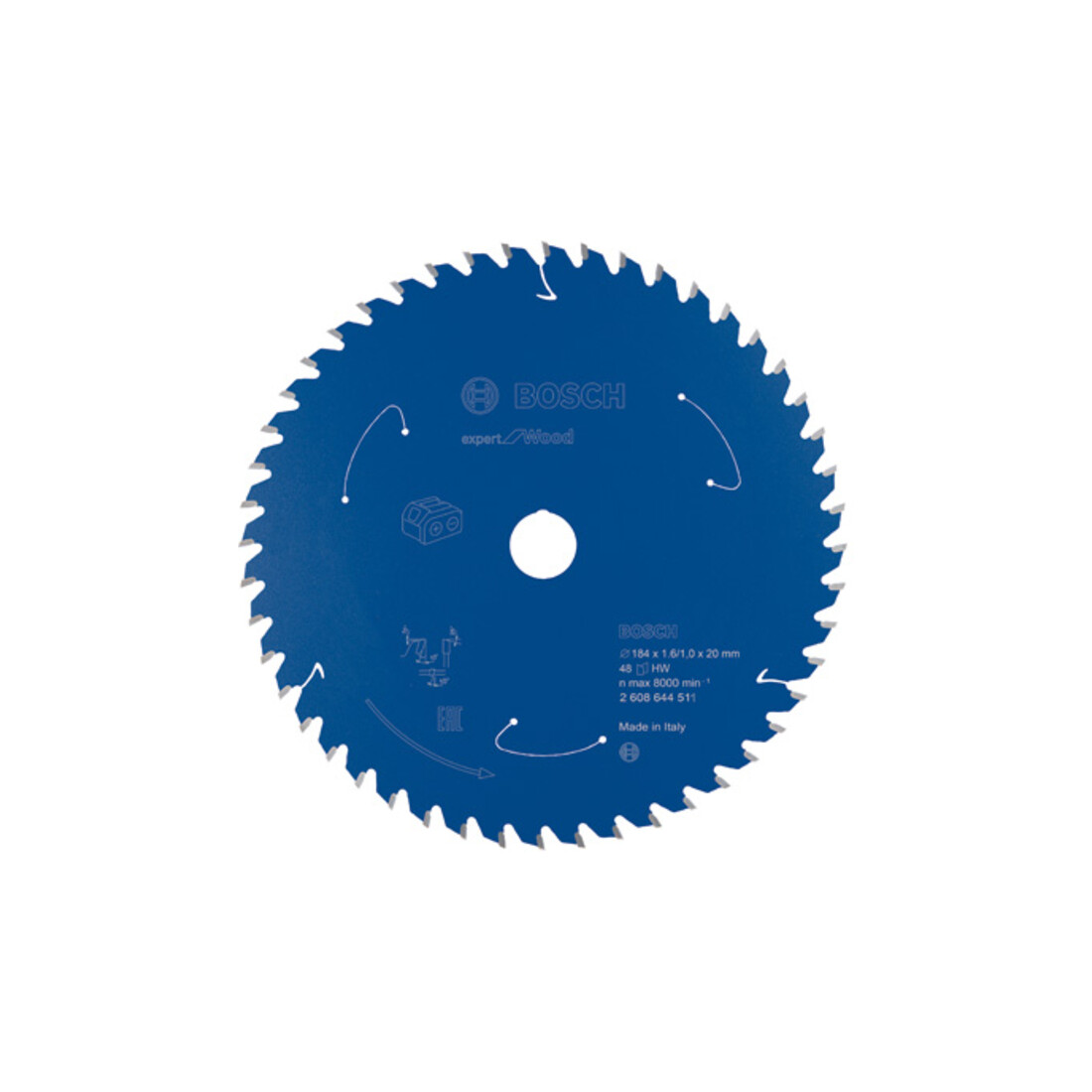 Bosch Lama circolare Expert for Wood, per seghe a batteria, 184x1,6/1x20 48 denti