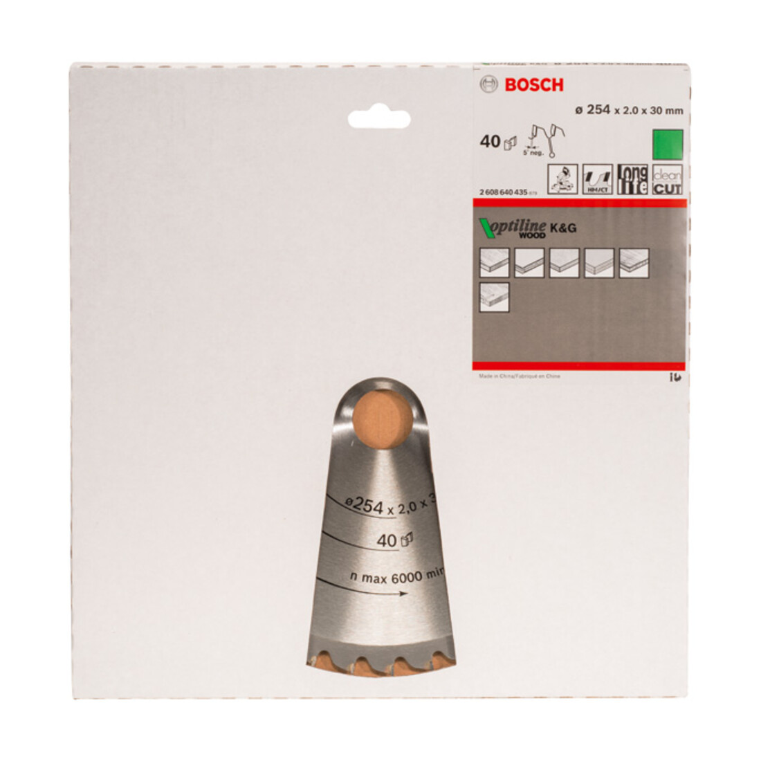 Bosch Lama circolare Optiline Wood, per sega a taglio trasversale e a gattuccio, 254x30x2mm 40 WZ/N
