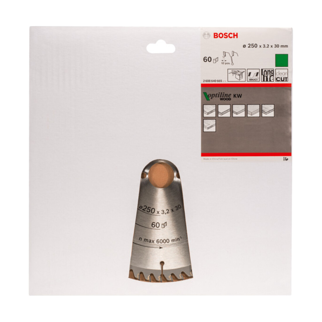 Bosch Lama circolare Optiline Wood, per sega da banco, 250x30x3,2mm 60
