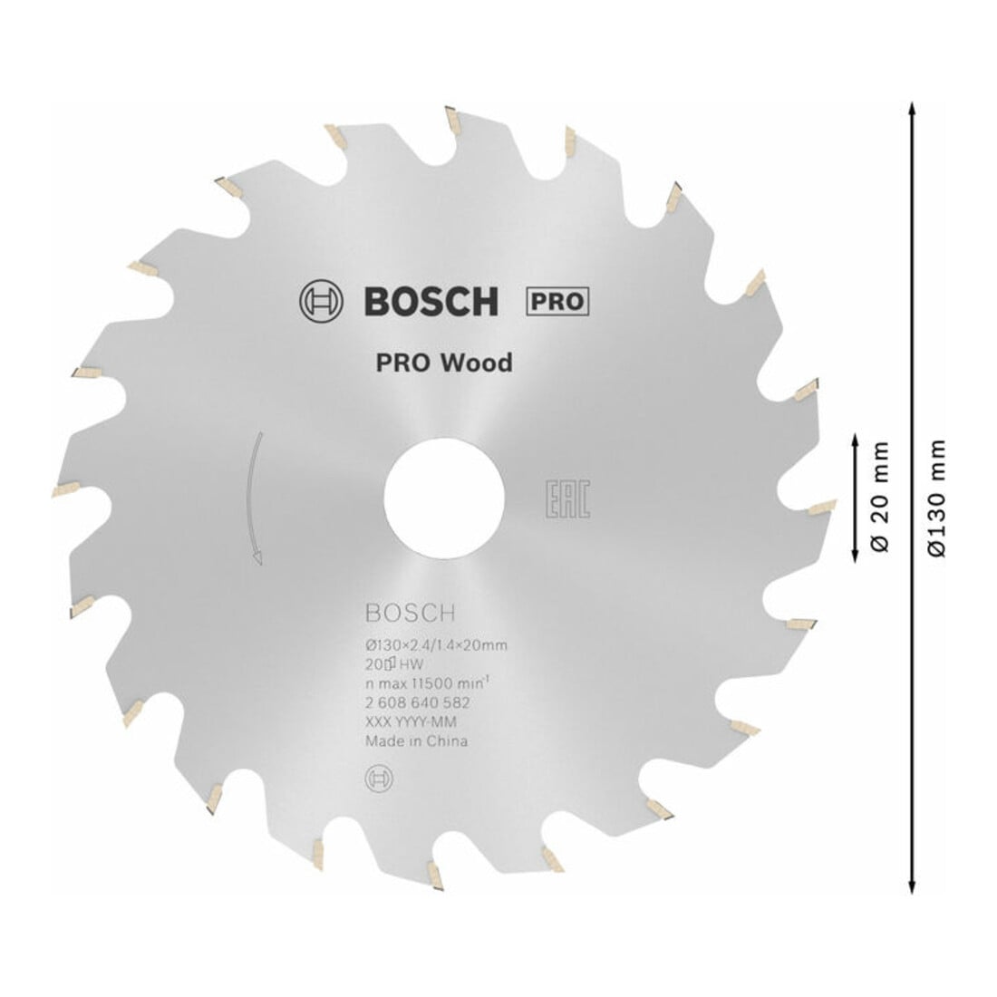 Bosch Lama circolare Optiline Wood, per seghe circolari manuali, 130x20/16x2,4mm 20